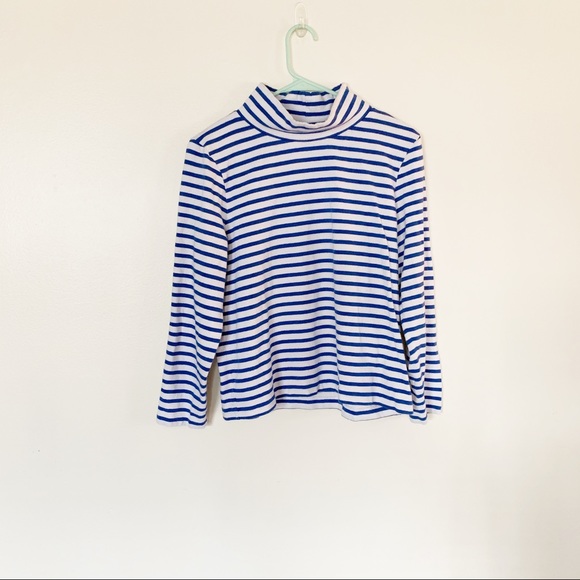 J. Crew Blue and White Striped Turtleneck - Picture 3 of 5